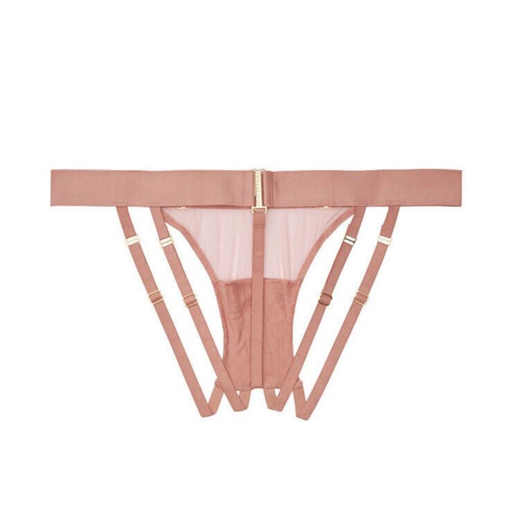 NWT Victoria's Secret Very Sexy‎ Link Hardware Brazilian Panty Rose Clay Sz M